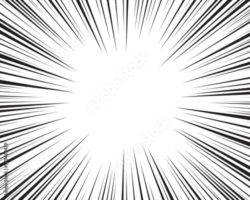 Manga comic explosion, motion or movement effect, vector background. Manga anime cartoon radial speed lines and abstract pattern for comic book burst, flash ray or explode bang action