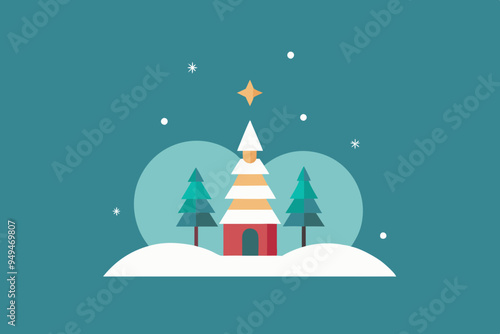  Holiday greeting card design vector art illustration photo