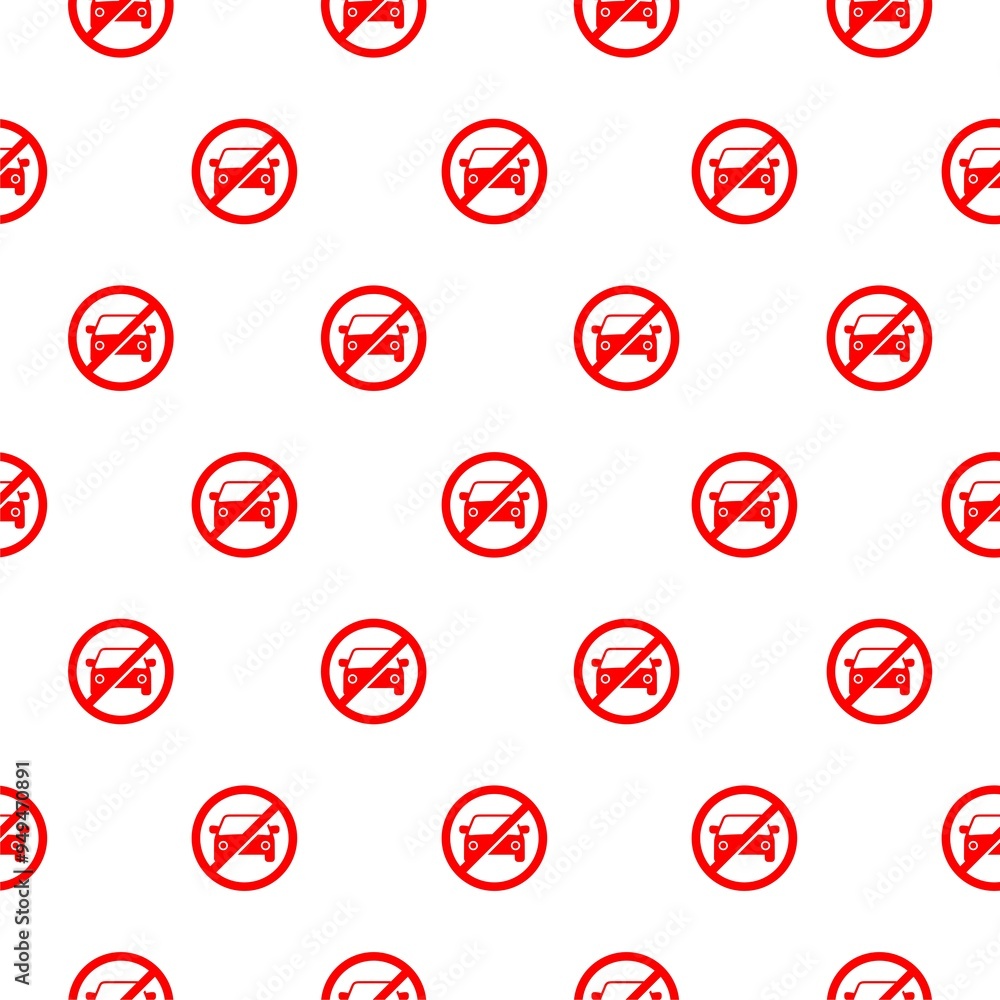 No car parking sign seamless pattern on white No car parking sign seamless pattern on white