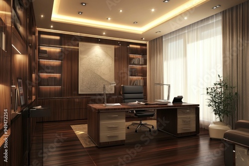 Wallpaper Mural office room Interior architecture design , ai Torontodigital.ca