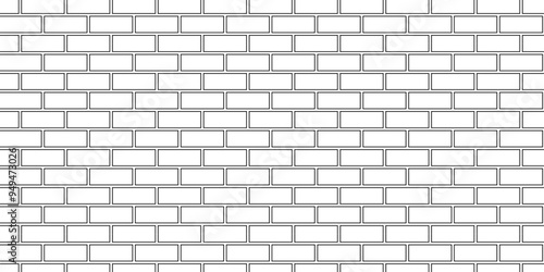 White brick blank home wall texture copy for space panorama white tiles and black joints. white brick wall used for background.	
