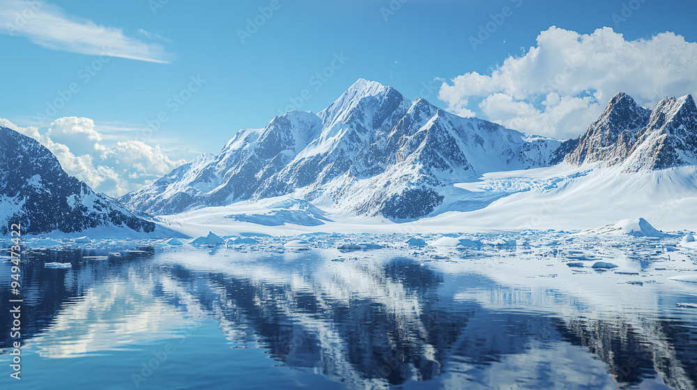 Majestic, alpine glacier, pristine white ice, serene, high quality, photorealistic, rugged mountain landscape, breathtaking::1.3 crevasses, reflective ice, jagged peaks, clear blue skies Majestic, alpine glacier, pristine white ice, serene, high quality, photorealistic, rugged mountain landscape, breathtaking::1.3 crevasses, reflective ice, jagged peaks, clear blue skies