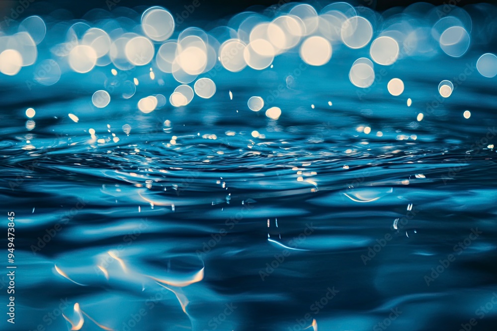 Blue water with ripples on the surface. Defocus blurred transparent blue colored clear calm water surface texture with splashes and bubbles. Water waves with shining pattern texture background , ai Blue water with ripples on the surface. Defocus blurred transparent blue colored clear calm water surface texture with splashes and bubbles. Water waves with shining pattern texture background , ai