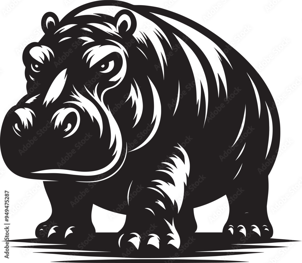 Fototapeta premium Hippo Silhouette isolated on white background Minimalist hippo vector illustration