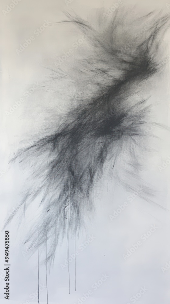 Obraz premium Abstract artwork featuring dynamic black lines and textures on a white background.