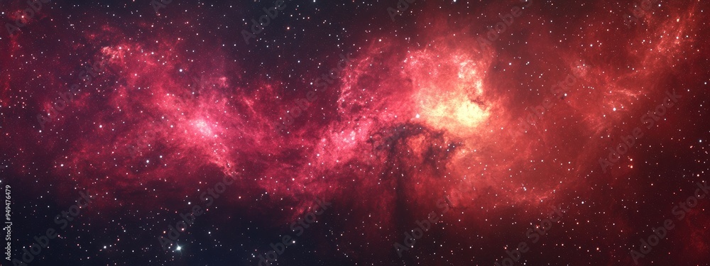 Naklejka premium Rendering of a 3D cartoon depiction featuring a star field and a nebula in the depths of space