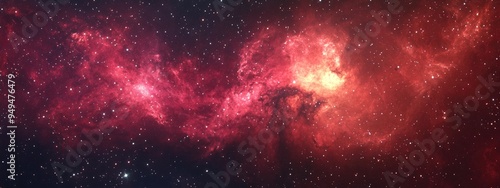 Rendering of a 3D cartoon depiction featuring a star field and a nebula in the depths of space