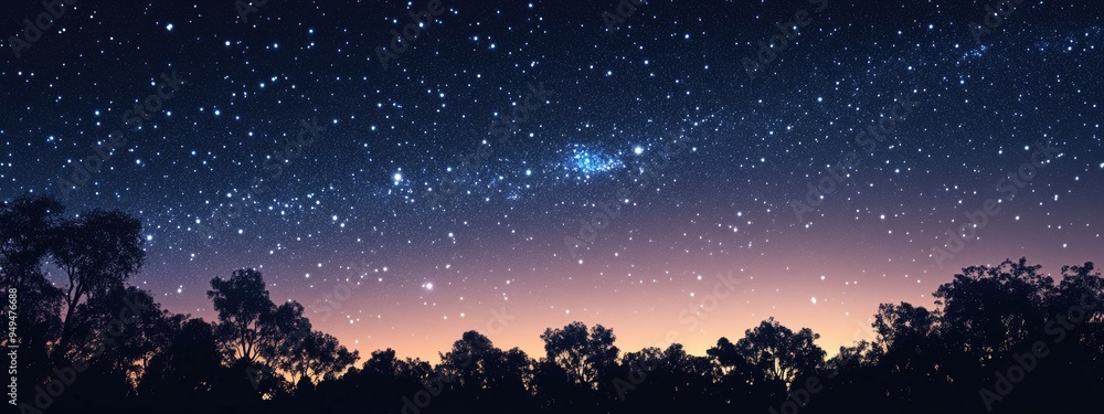 Beautiful night sky with shining stars in a 3D cartoon rendering Beautiful night sky with shining stars in a 3D cartoon rendering