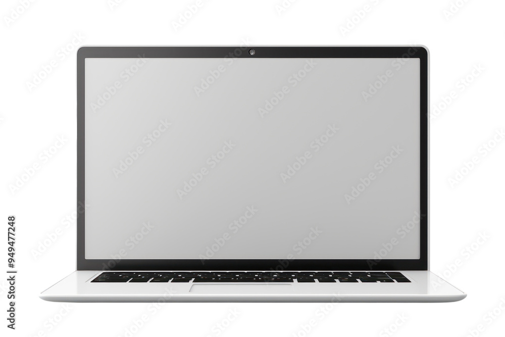 A laptop with a fingerprint scanner for added security, isolated on a white background. A laptop with a fingerprint scanner for added security, isolated on a white background.