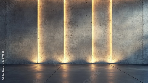 Wallpaper Mural Empty abstract concrete wall illuminated by side lights interior design concept background 3D rendering Torontodigital.ca