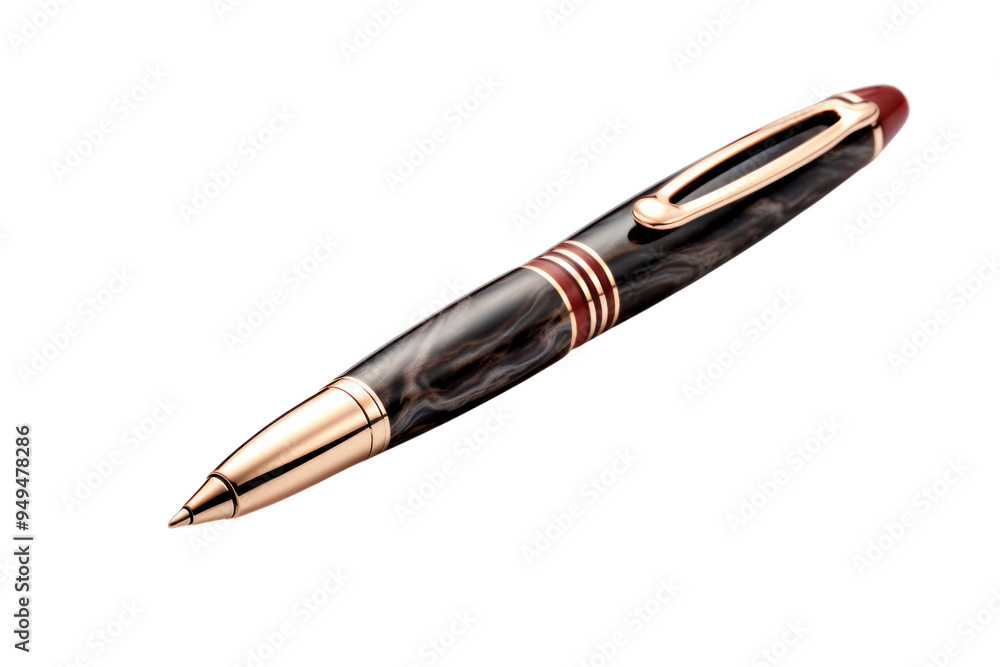A high-end ballpoint pen with a luxurious design, isolated on white background A high-end ballpoint pen with a luxurious design, isolated on white background