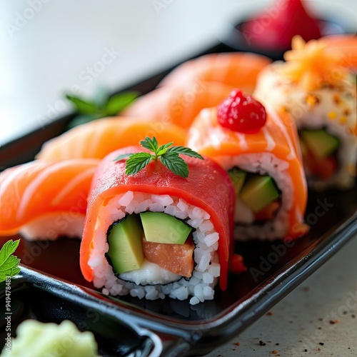 Assorted Sushi Rolls with Fresh Ingredients 