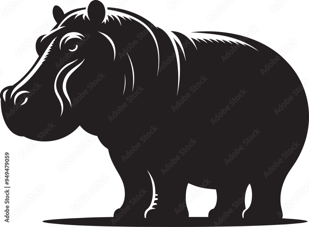 Obraz premium Hippo Silhouette isolated on white background Minimalist hippo vector illustration