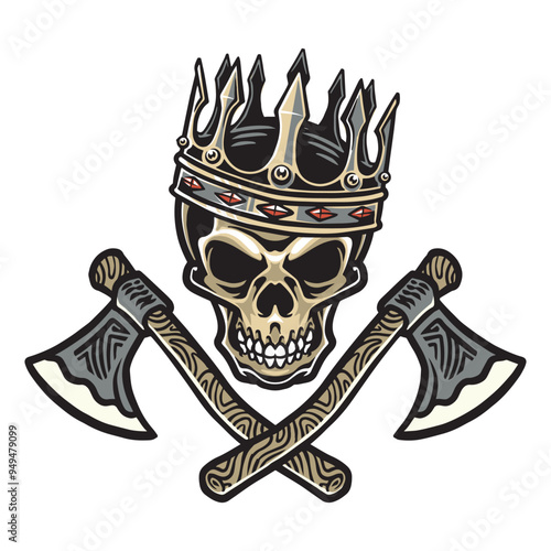 Viking head vector with axes in colors