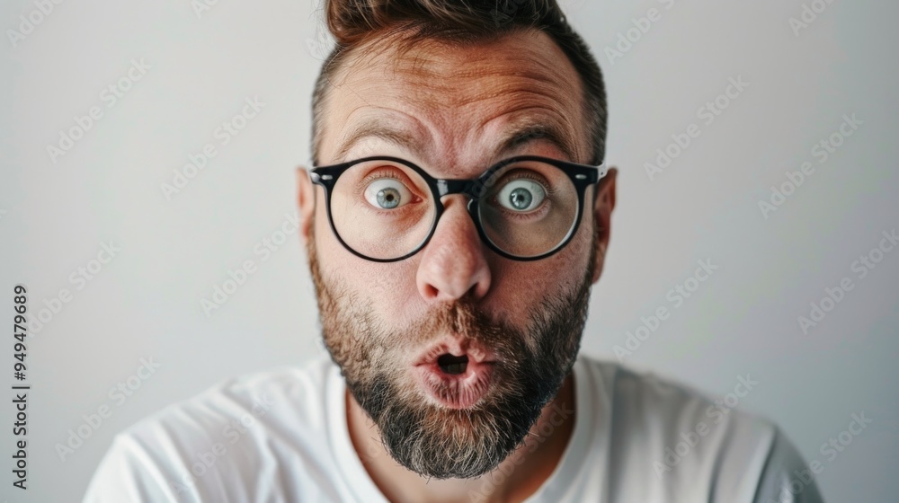 Surprised and Shocked man covering mouth with hands isolated Surprised and Shocked man covering mouth with hands isolated