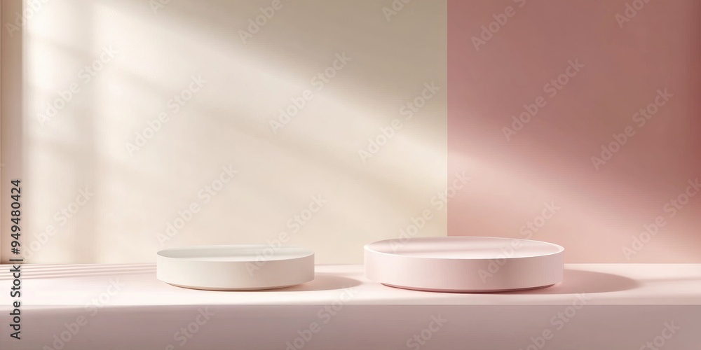 Minimal Background Featuring Two Podiums for Product Display Minimal Background Featuring Two Podiums for Product Display