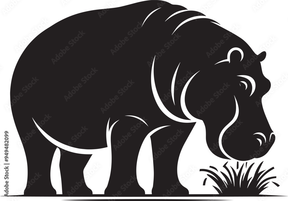 Obraz premium Hippo Silhouette isolated on white background Minimalist hippo vector illustration