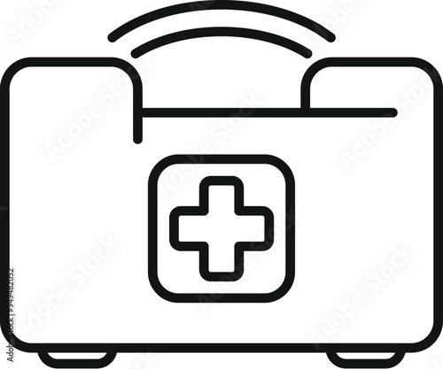 This icon vector depicts an emergency medical case sending a signal, perfect for representing emergency medical services