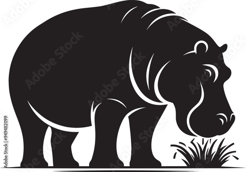 Hippo Silhouette isolated on white background Minimalist hippo vector illustration