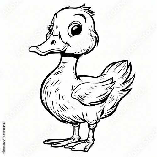 duck  children coloring book page isolated