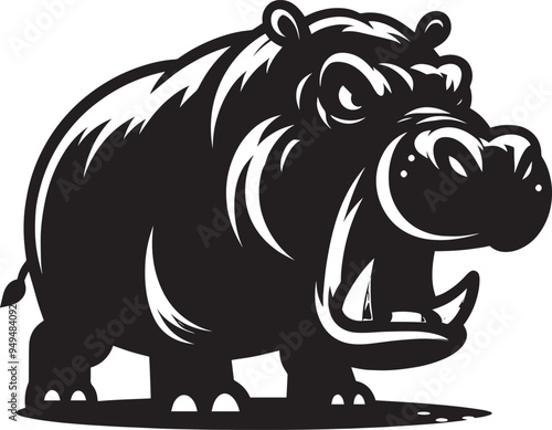 Hippo Silhouette isolated on white background Minimalist hippo vector illustration