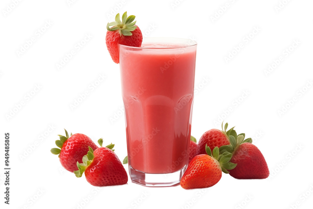 Refreshing Strawberry Juice in Glass with Fresh Berries Refreshing Strawberry Juice in Glass with Fresh Berries