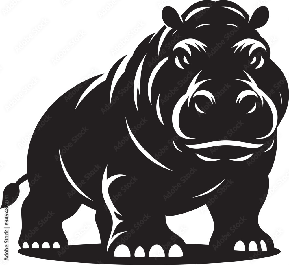 Fototapeta premium Hippo Silhouette isolated on white background Minimalist hippo vector illustration