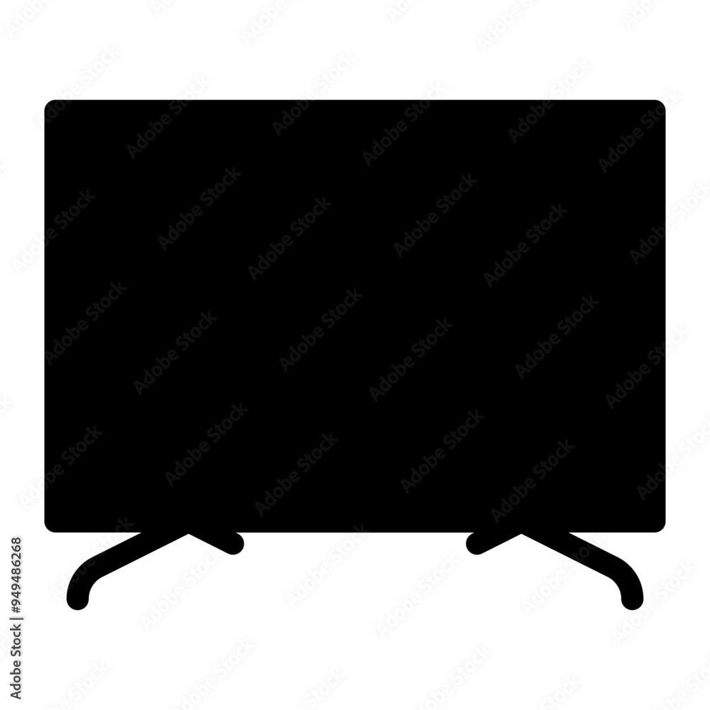Television icon in glyph solid black fill style Television icon in glyph solid black fill style