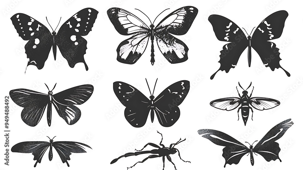 Set of butterflies Set of butterflies
