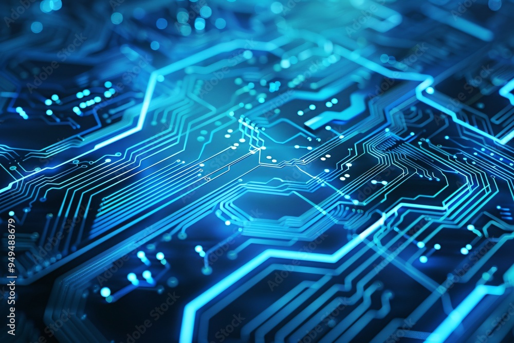 High-tech digital background with circuit board motifs and glowing elements, perfect for conveying innovation and technology themes. High-tech digital background with circuit board motifs and glowing elements, perfect for conveying innovation and technology themes.