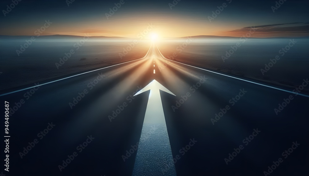 A straight road with an arrow painted on it leading to the horizon, symbolizing goal setting and achievement Generative AI A straight road with an arrow painted on it leading to the horizon, symbolizing goal setting and achievement Generative AI