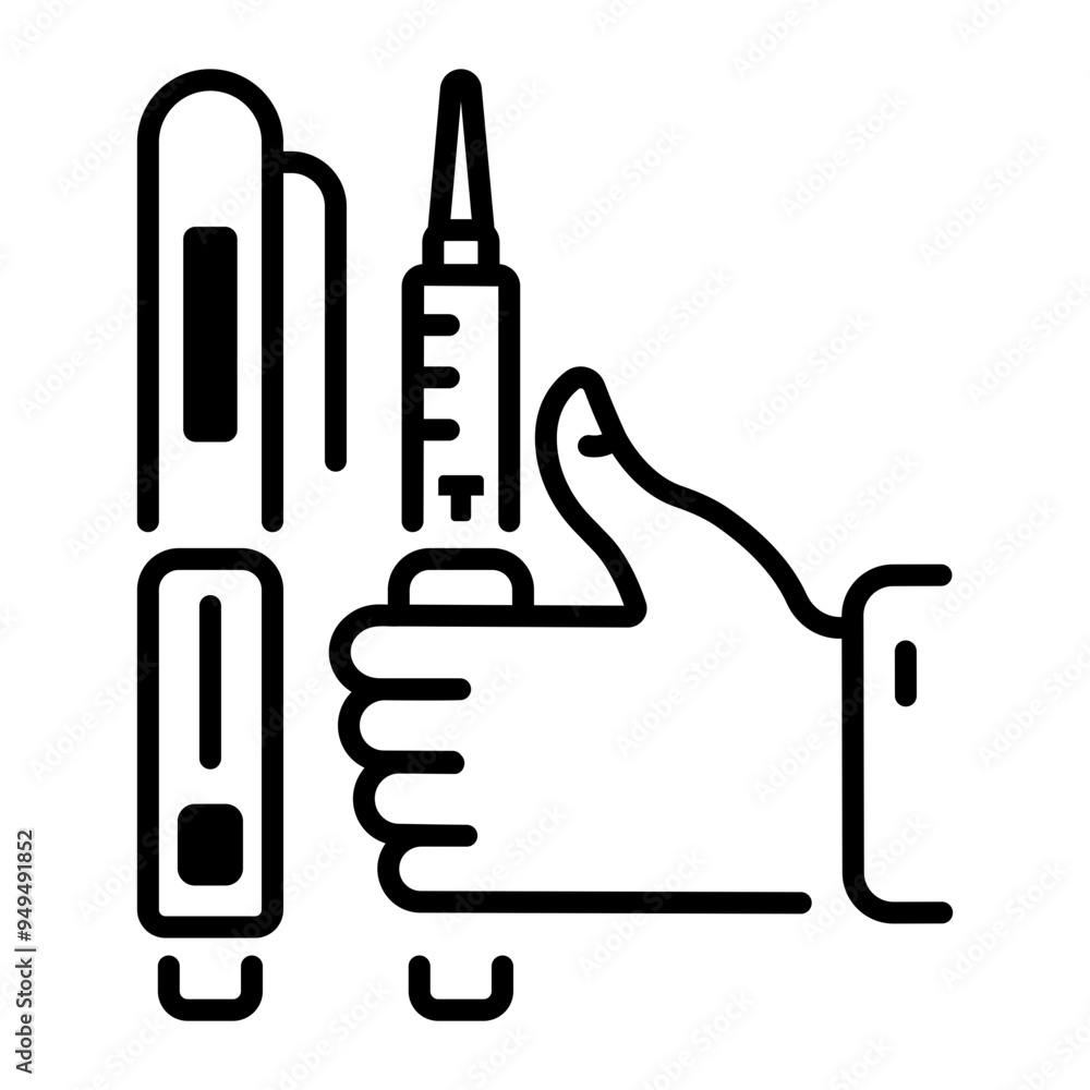 An outline style icon of insulin pen An outline style icon of insulin pen