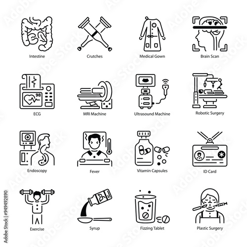 Set of Medical Services Linear Icons  photo