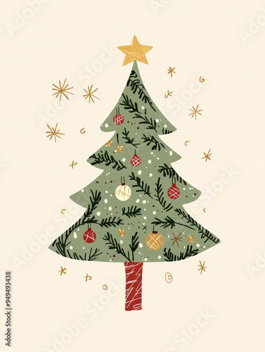 Christmas tree art illustration