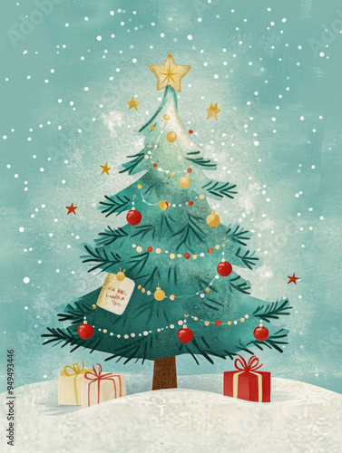 Christmas tree art illustration