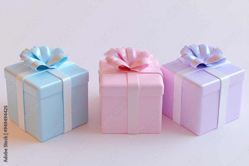 Obraz premium Colorful gift boxes with ribbon bows