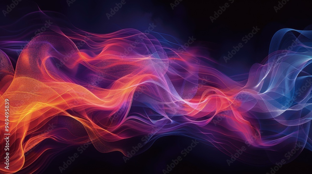 Abstract Colorful Swirling Lines on Black Background Abstract Colorful Swirling Lines on Black Background