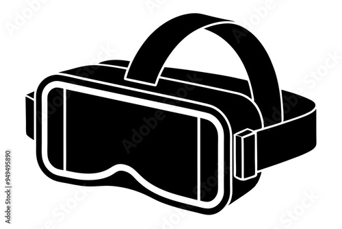 Silhouette of a Virtual Reality (VR) Headset, Vector Illustration