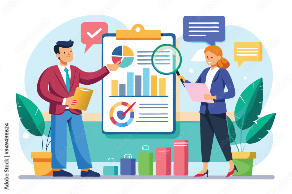 Manager auditing business data concept vector illustration Manager auditing business data concept vector illustration