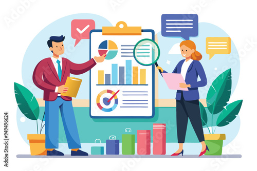 Manager auditing business data concept vector illustration 