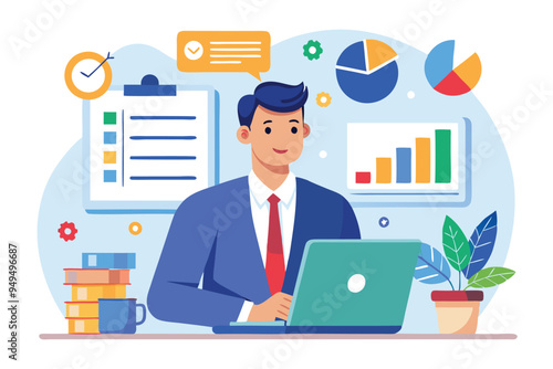 Manager auditing business data concept vector illustration 