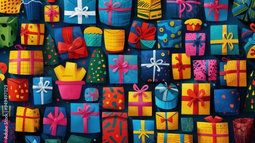 Colorful Gift Boxes Pattern - Celebration Background