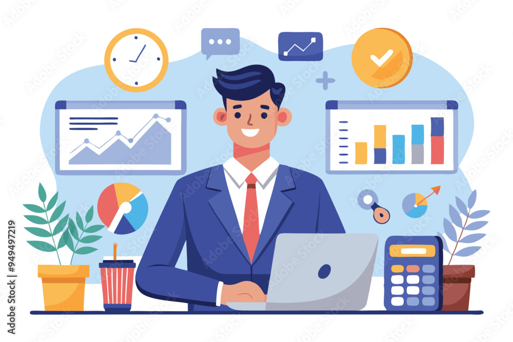 Manager auditing business data concept vector illustration Manager auditing business data concept vector illustration