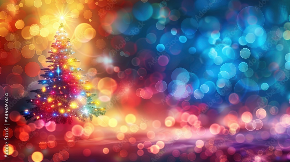 Christmas Tree Lights Bokeh Background - Festive Holiday Design Christmas Tree Lights Bokeh Background - Festive Holiday Design
