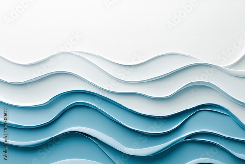 Elegant blue wave pattern on a simple white surface. Premium wave background for banners, posters or wallpaper , ai