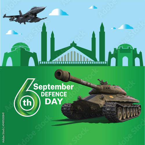 6 september defence day poster card template design with illustration