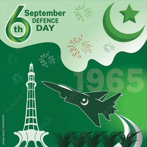 6 september defence day poster card template design with illustration