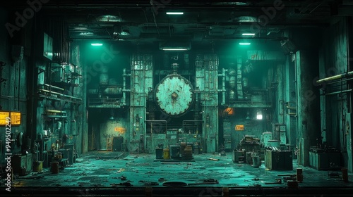 Wallpaper Mural Industrial Interior with Large Machinery Generative AI Torontodigital.ca