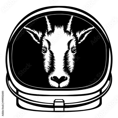 Mountain Goat In Astronaut Helmet