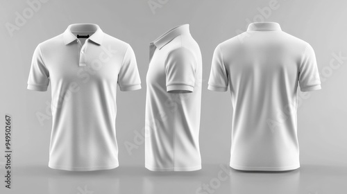 Classic White Polo Shirt Mockup with Different Angles Generative AI